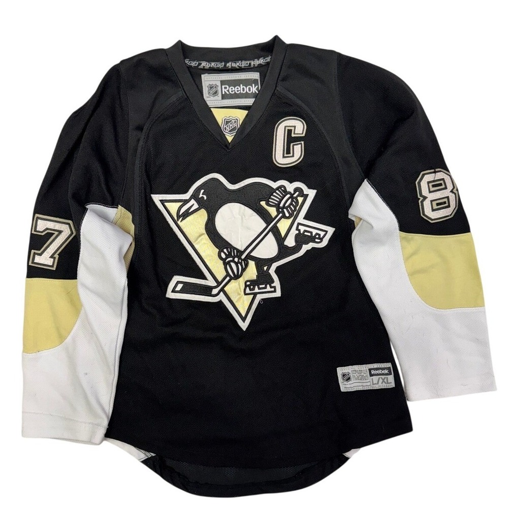 Reebok Sidney Crosby Pittsburgh Penguins NHL Jersey Youth L/XL Black 87